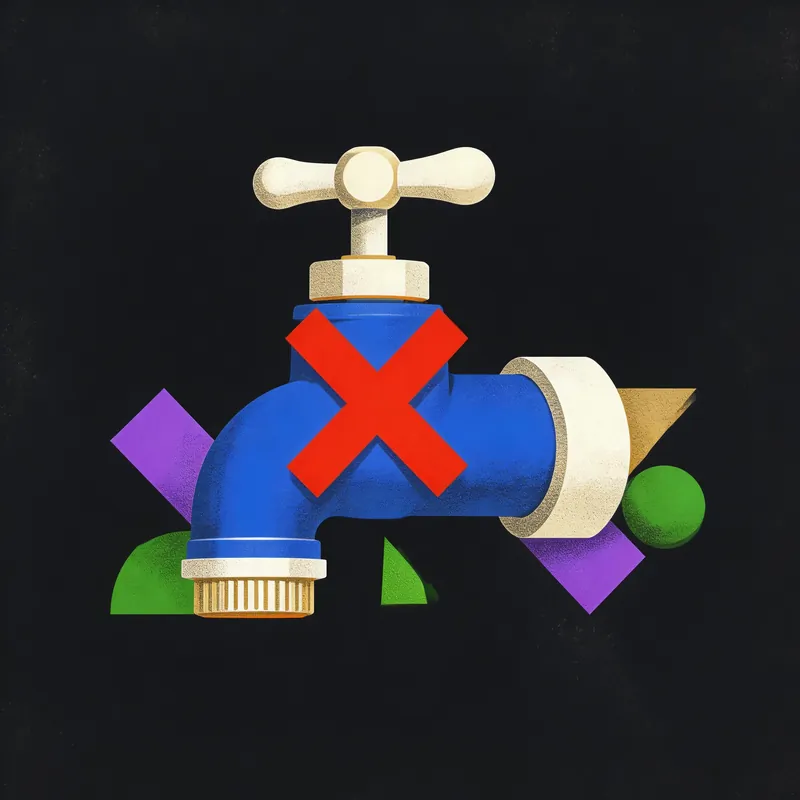 Tap water faucet with red X — never drink unfiltered tap water in China