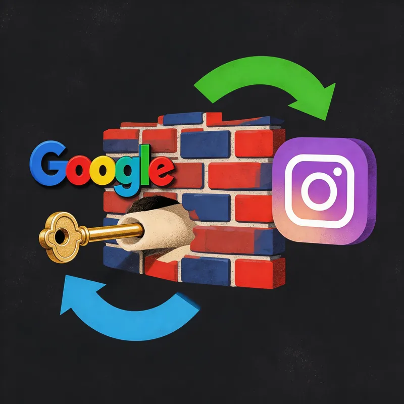 Illustrated firewall with a key and Google, Instagram logos — accessing blocked apps in China