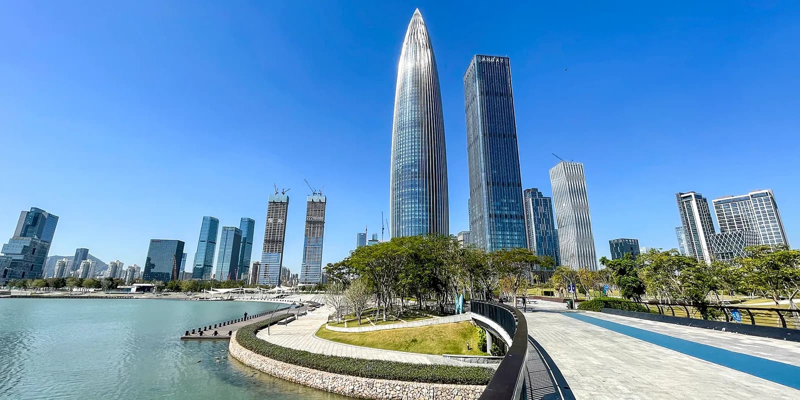Shenzhen Bay skyline with the China Resources Tower in Nanshan